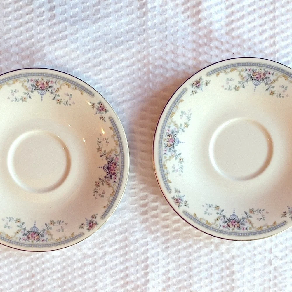 Royal Doulton Romance Collection Juliet Floral Saucer - Cream Blue set of 2